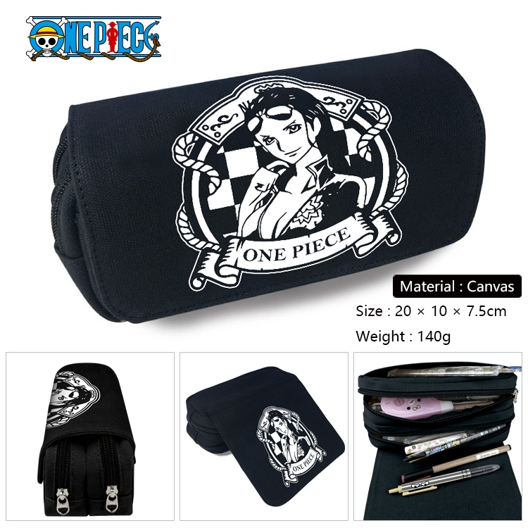 One Piece Anime Multi-Function Double Zipper Canvas Cosmetic Bag Pen Case 20x10x7.5cm