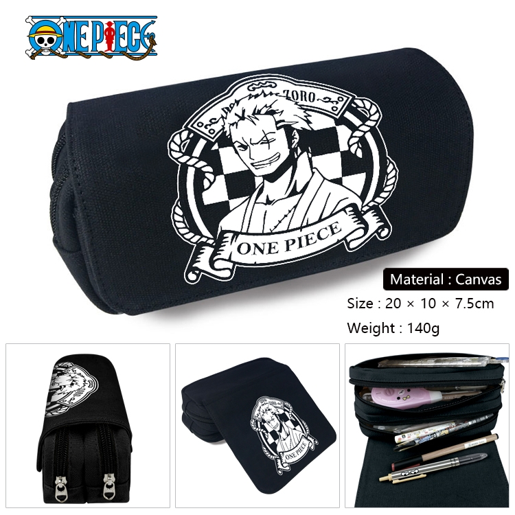 One Piece Anime Multi-Function Double Zipper Canvas Cosmetic Bag Pen Case 20x10x7.5cm