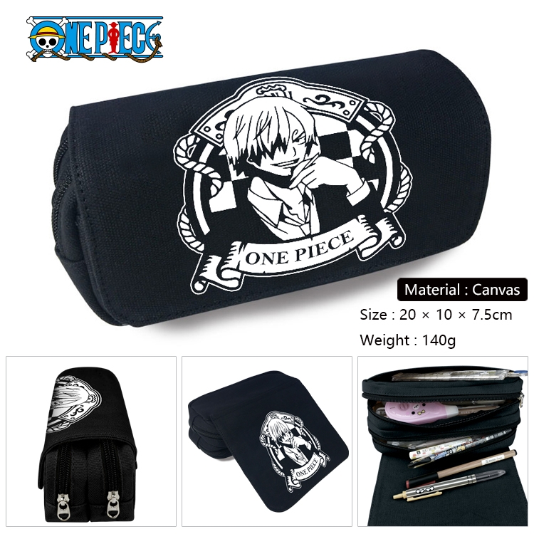 One Piece Anime Multi-Function Double Zipper Canvas Cosmetic Bag Pen Case 20x10x7.5cm