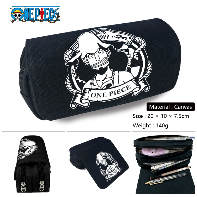 One Piece Anime Multi-Function Double Zipper Canvas Cosmetic Bag Pen Case 20x10x7.5cm