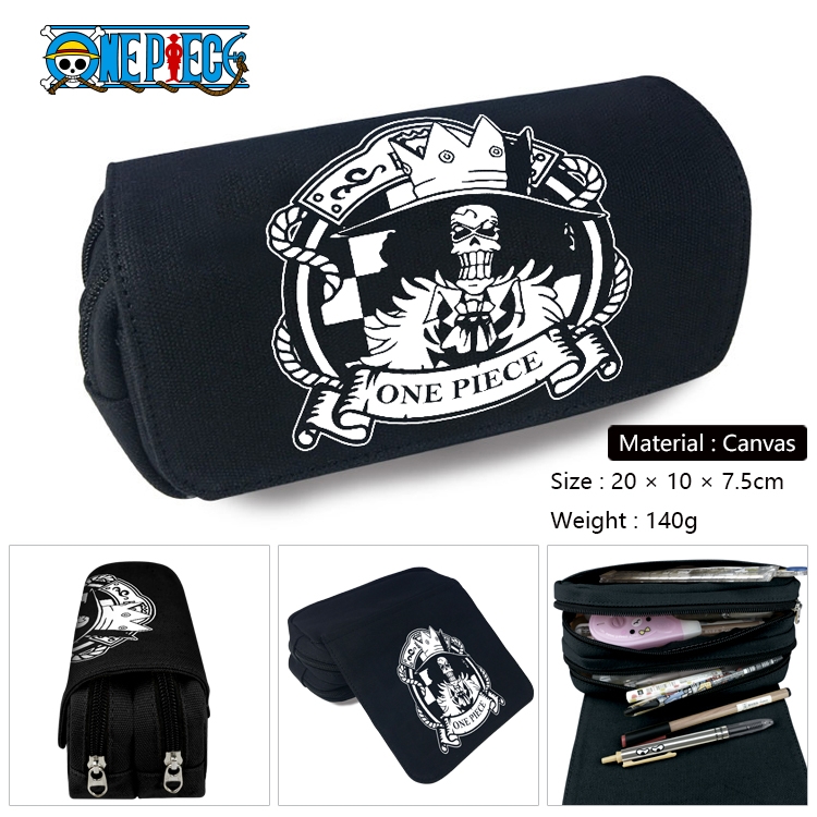 One Piece Anime Multi-Function Double Zipper Canvas Cosmetic Bag Pen Case 20x10x7.5cm