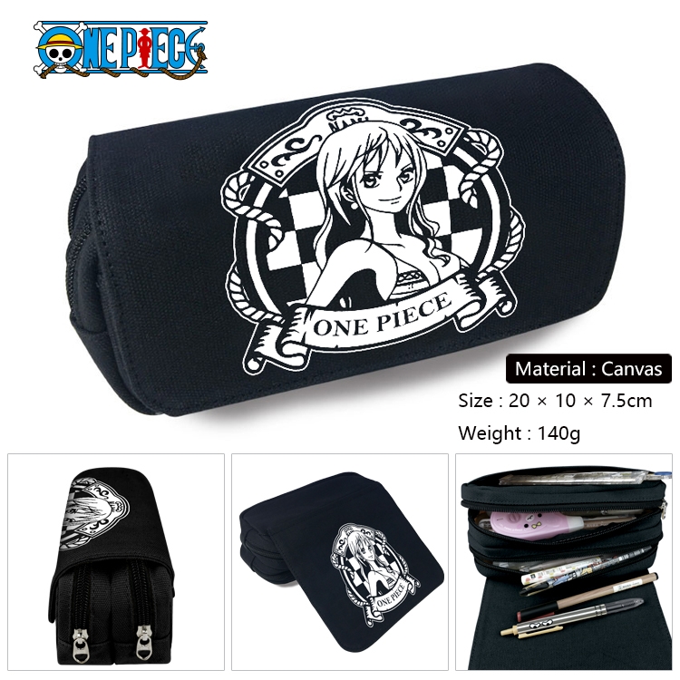 One Piece Anime Multi-Function Double Zipper Canvas Cosmetic Bag Pen Case 20x10x7.5cm
