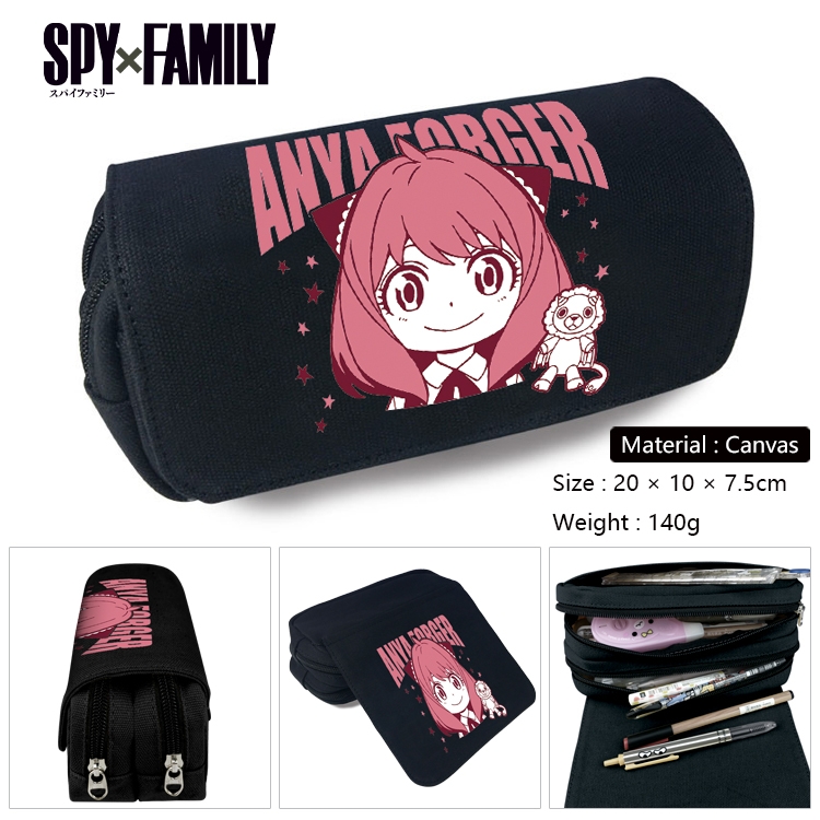 SPY×FAMILY Anime Multi-Function Double Zipper Canvas Cosmetic Bag Pen Case 20x10x7.5cm