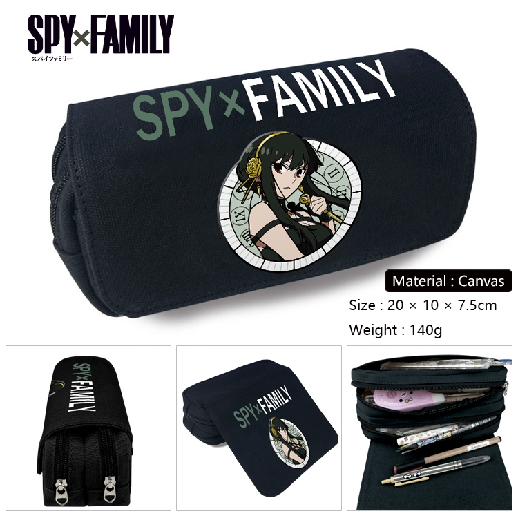 SPY×FAMILY Anime Multi-Function Double Zipper Canvas Cosmetic Bag Pen Case 20x10x7.5cm