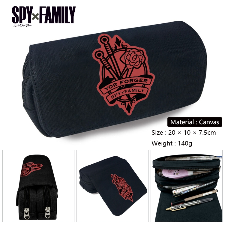 SPY×FAMILY Anime Multi-Function Double Zipper Canvas Cosmetic Bag Pen Case 20x10x7.5cm