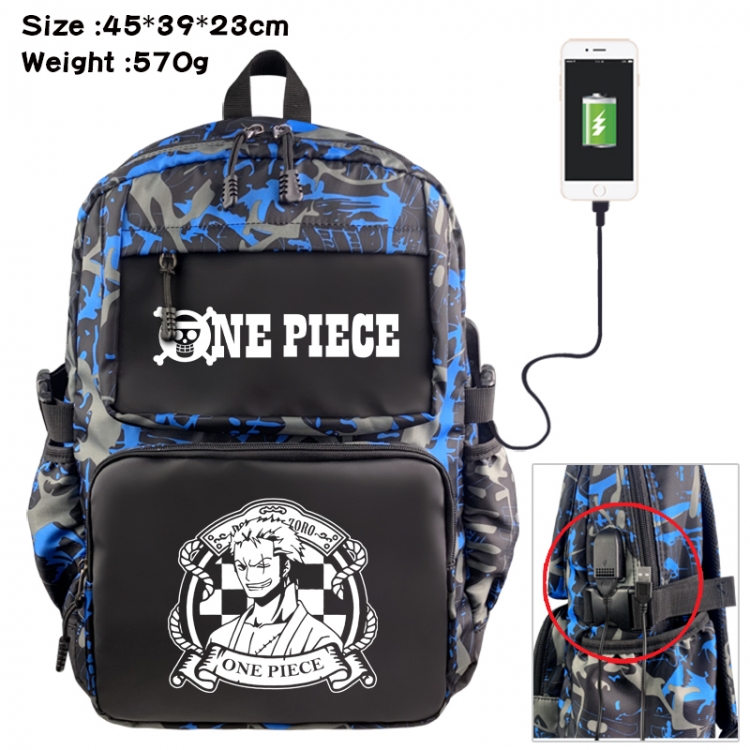 One Piece Anime waterproof nylon camouflage backpack School Bag 45X39X23CM