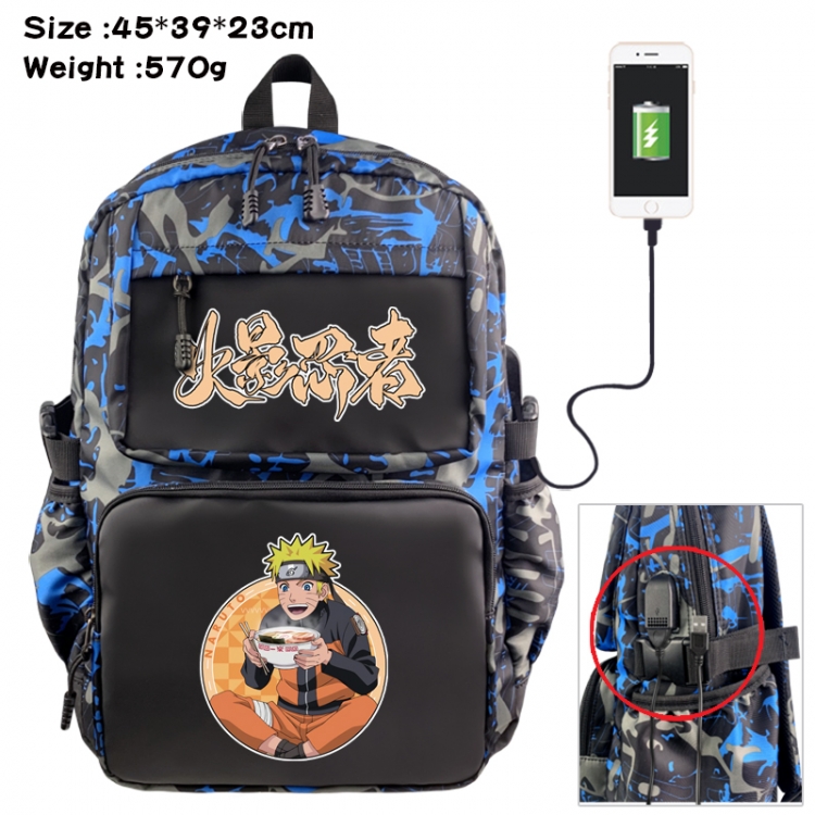 Naruto Anime waterproof nylon camouflage backpack School Bag 45X39X23CM
