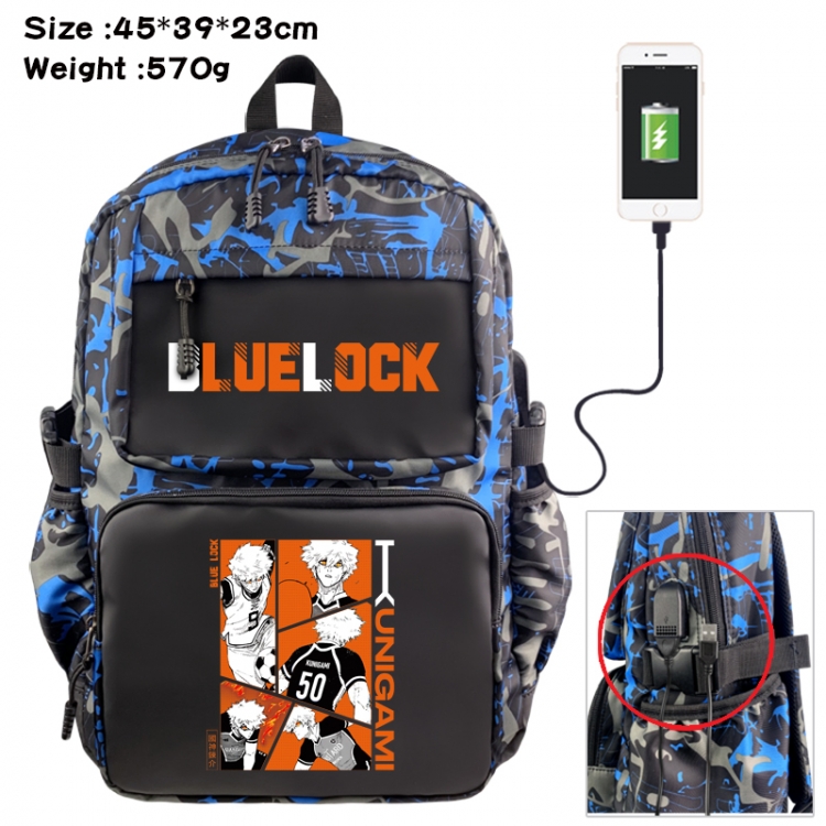 BLUE LOCK Anime waterproof nylon camouflage backpack School Bag 45X39X23CM