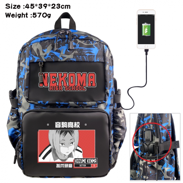 Haikyuu!! Anime waterproof nylon camouflage backpack School Bag 45X39X23CM