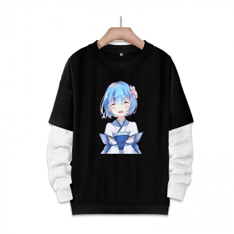 Re:Zero kara Hajimeru Isekai Seikatsu Anime fake two-piece thick round neck sweater from S to 3XL