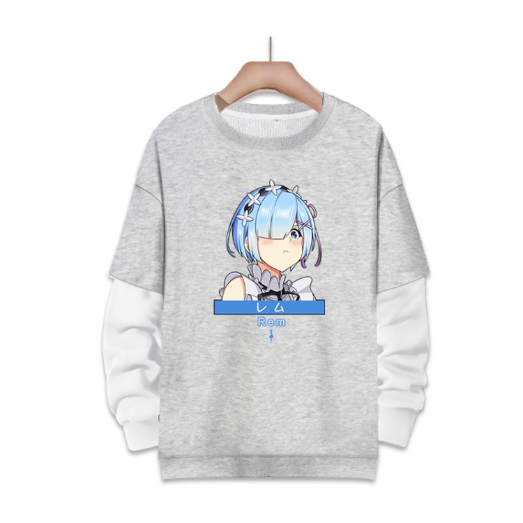 Re:Zero kara Hajimeru Isekai Seikatsu Anime fake two-piece thick round neck sweater from S to 3XL