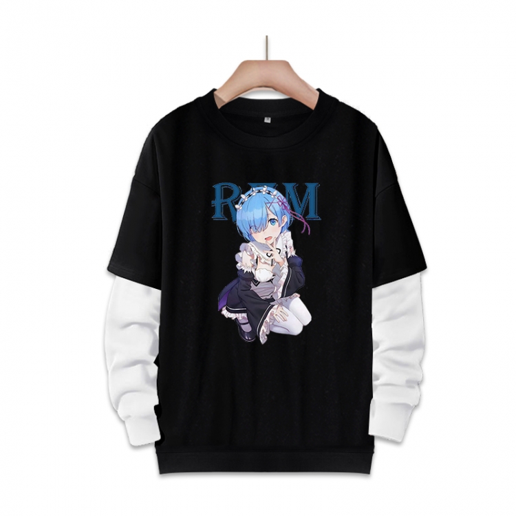 Re:Zero kara Hajimeru Isekai Seikatsu Anime fake two-piece thick round neck sweater from S to 3XL