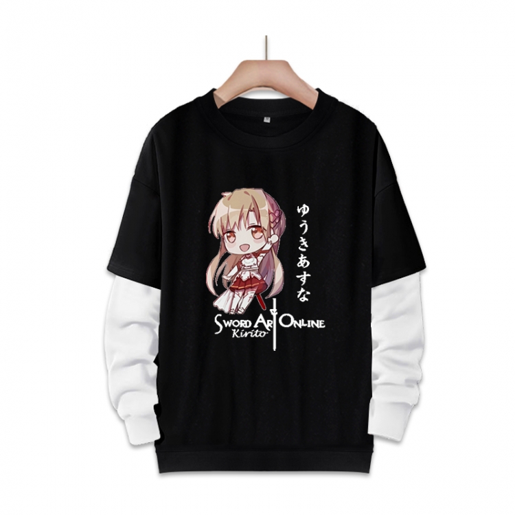 Sword Art Online Anime fake two-piece thick round neck sweater from S to 3XL