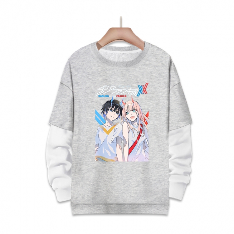 DARLING in the FRANX Anime fake two-piece thick round neck sweater from S to 3XL