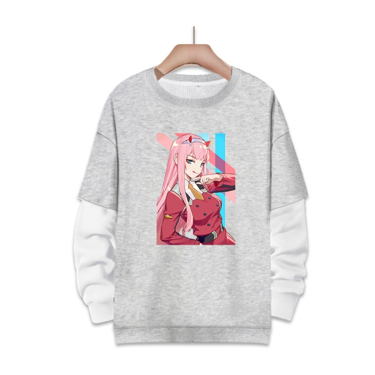 DARLING in the FRANX Anime fake two-piece thick round neck sweater from S to 3XL