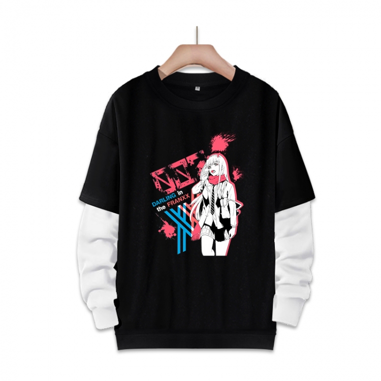 DARLING in the FRANX Anime fake two-piece thick round neck sweater from S to 3XL