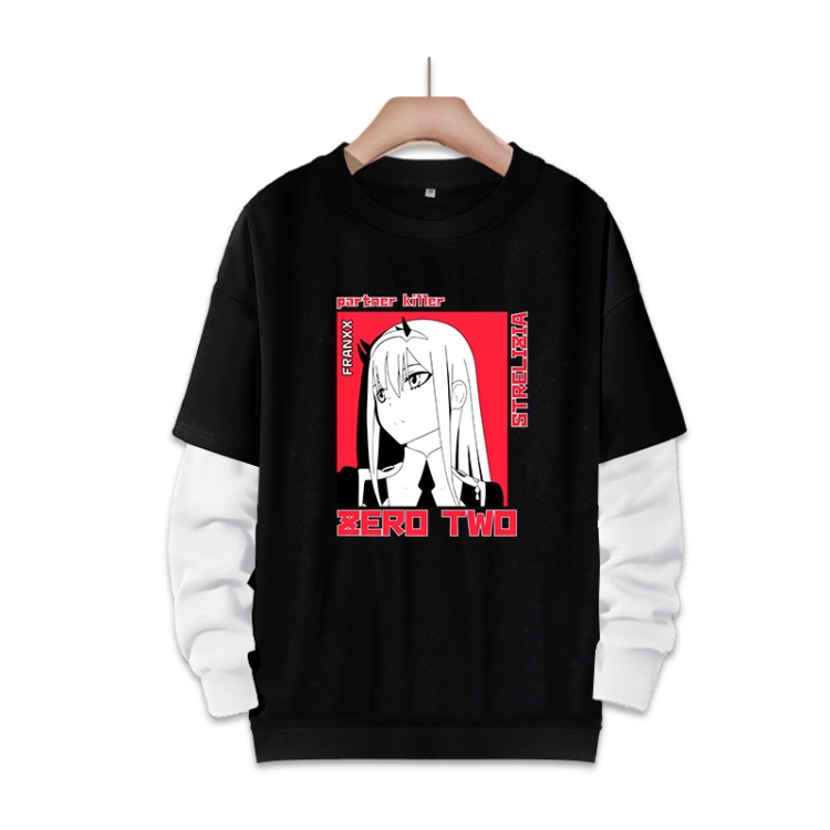 DARLING in the FRANX Anime fake two-piece thick round neck sweater from S to 3XL