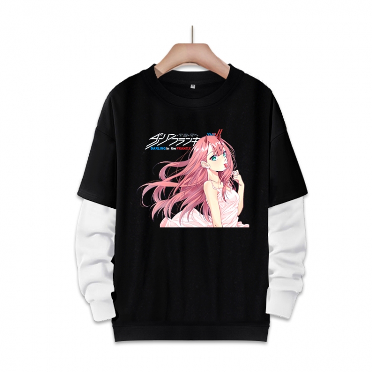 DARLING in the FRANX Anime fake two-piece thick round neck sweater from S to 3XL