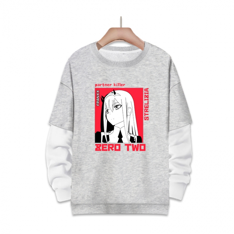 DARLING in the FRANX Anime fake two-piece thick round neck sweater from S to 3XL