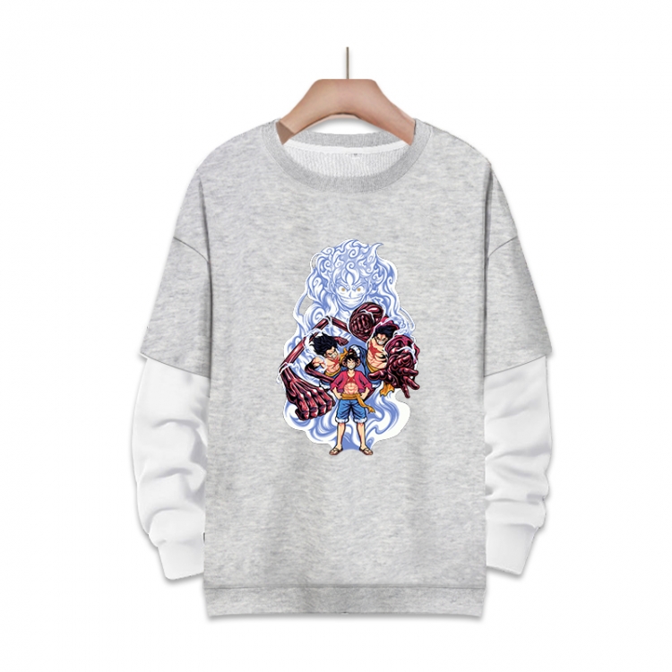One Piece Anime fake two-piece thick round neck sweater from S to 3XL