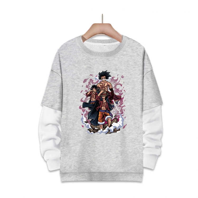 One Piece Anime fake two-piece thick round neck sweater from S to 3XL