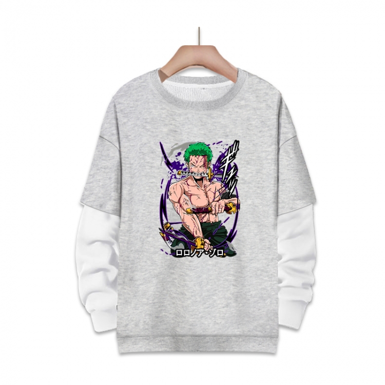 One Piece Anime fake two-piece thick round neck sweater from S to 3XL