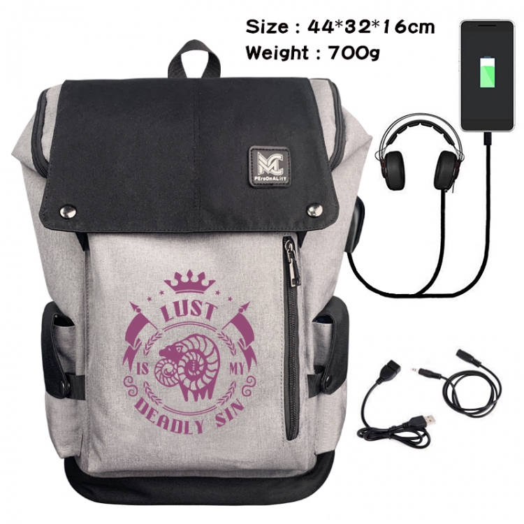 The Seven Deadly Sins Animation anti-theft canvas bucket backpack 44X32X16CM