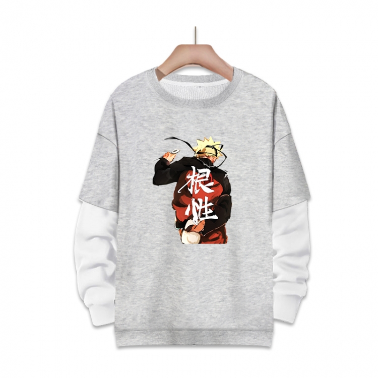 Naruto Anime fake two-piece thick round neck sweater from S to 3XL