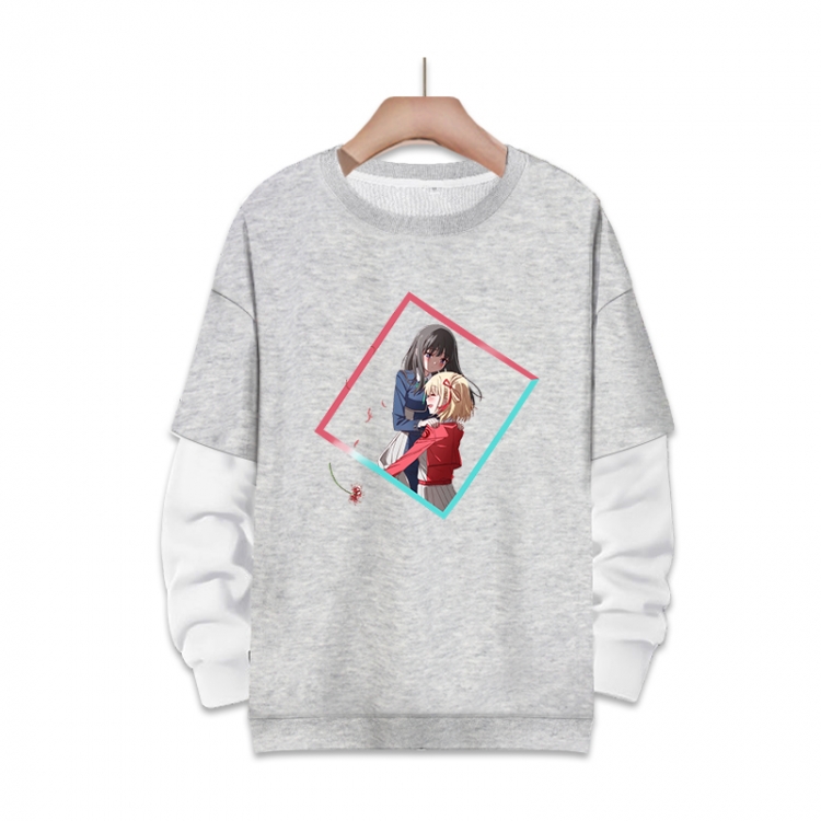 Lycoris Recoil  Anime fake two-piece thick round neck sweater from S to 3XL