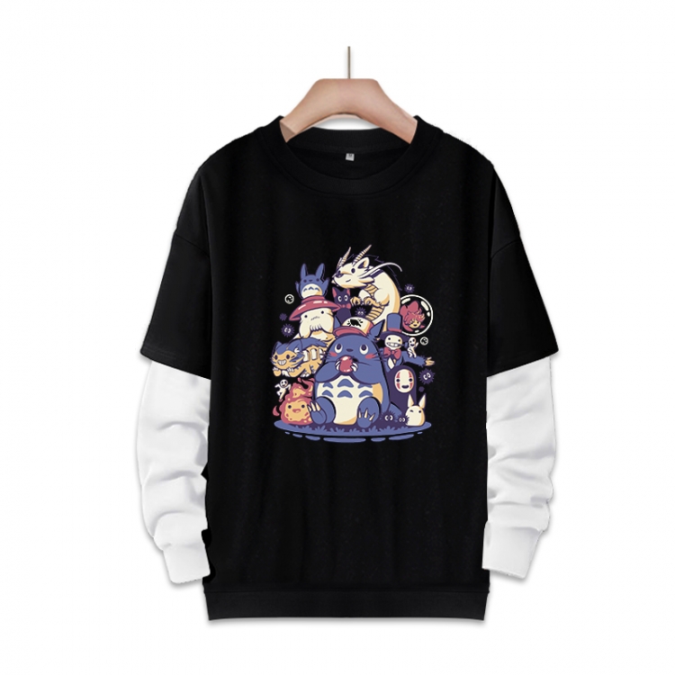 OTORO Anime fake two-piece thick round neck sweater from S to 3XL