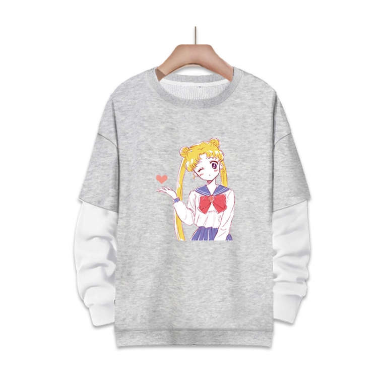 sailormoon Anime fake two-piece thick round neck sweater from S to 3XL