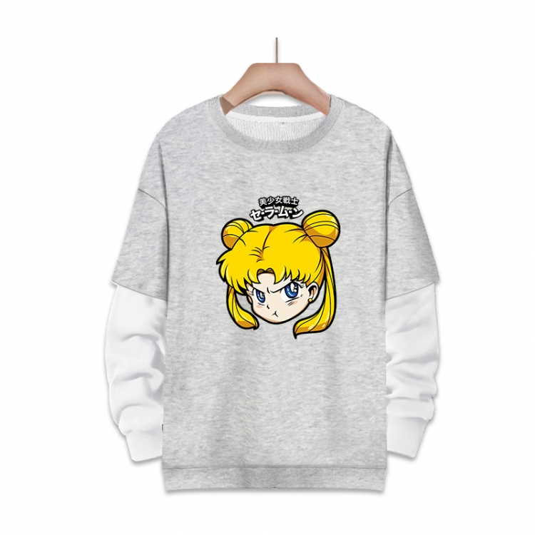 sailormoon Anime fake two-piece thick round neck sweater from S to 3XL