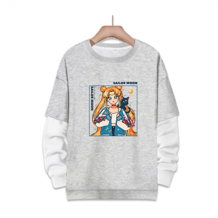 sailormoon Anime fake two-piece thick round neck sweater from S to 3XL