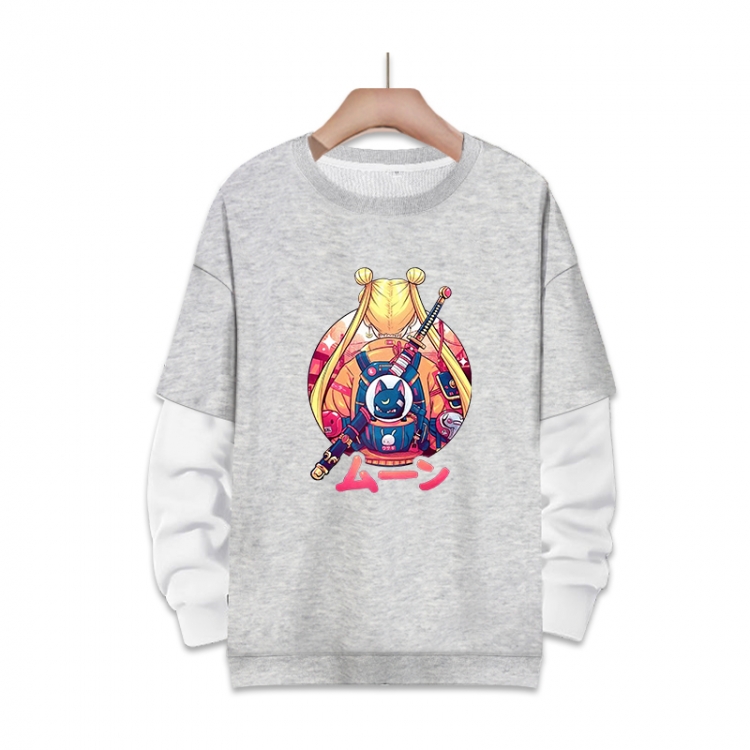 sailormoon Anime fake two-piece thick round neck sweater from S to 3XL