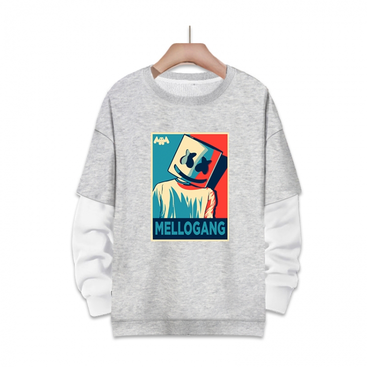 cotton candy Anime fake two-piece thick round neck sweater from S to 3XL