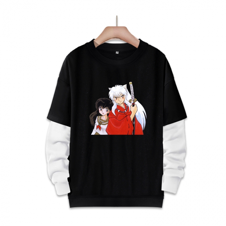 Inuyasha Anime fake two-piece thick round neck sweater from S to 3XL