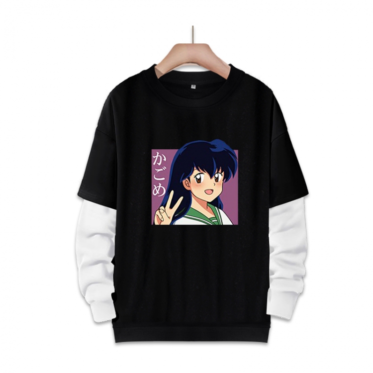 Inuyasha Anime fake two-piece thick round neck sweater from S to 3XL
