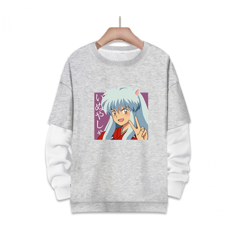 Inuyasha Anime fake two-piece thick round neck sweater from S to 3XL