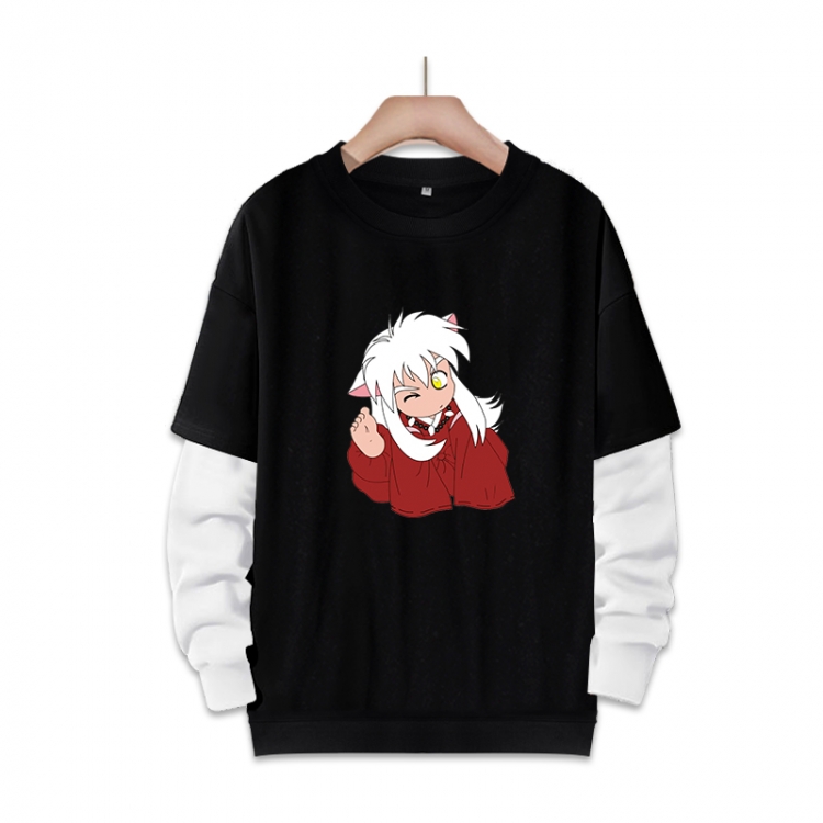 Inuyasha Anime fake two-piece thick round neck sweater from S to 3XL