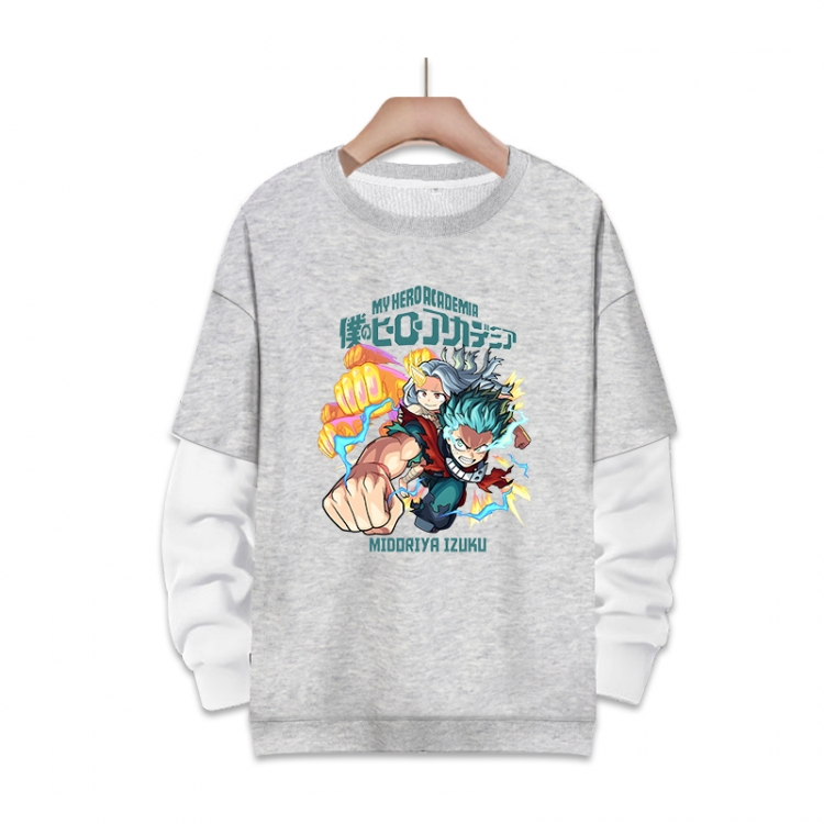 My Hero Academia Anime fake two-piece thick round neck sweater from S to 3XL
