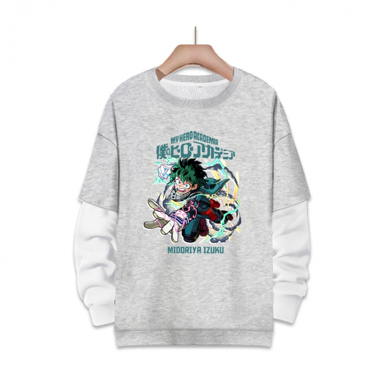 My Hero Academia Anime fake two-piece thick round neck sweater from S to 3XL
