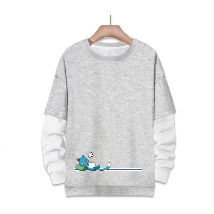 Fairy tail Anime fake two-piece thick round neck sweater from S to 3XL