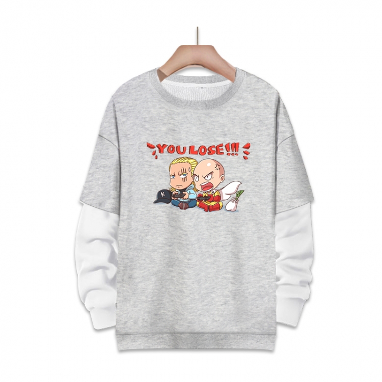 One Punch Man Anime fake two-piece thick round neck sweater from S to 3XL