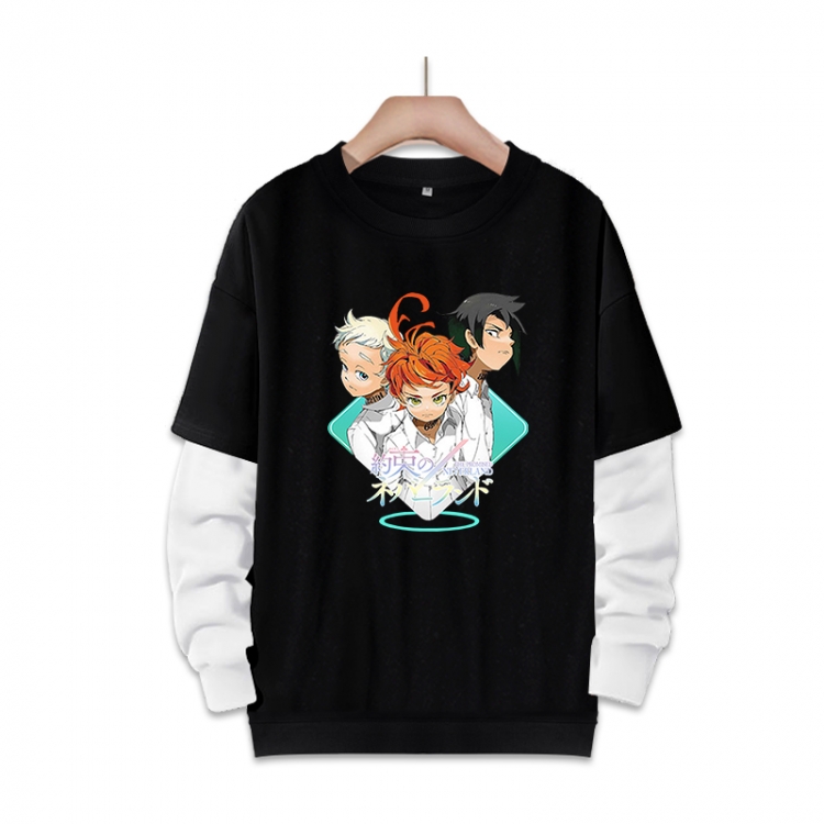 The Promised Neverla Anime fake two-piece thick round neck sweater from S to 3XL