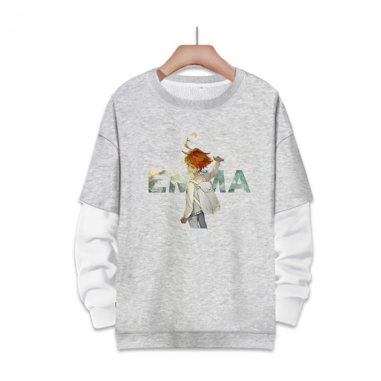 The Promised Neverla Anime fake two-piece thick round neck sweater from S to 3XL