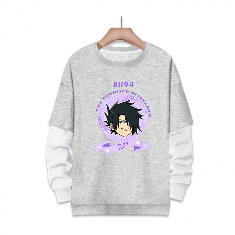 The Promised Neverla Anime fake two-piece thick round neck sweater from S to 3XL
