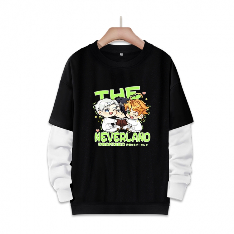 The Promised Neverla Anime fake two-piece thick round neck sweater from S to 3XL