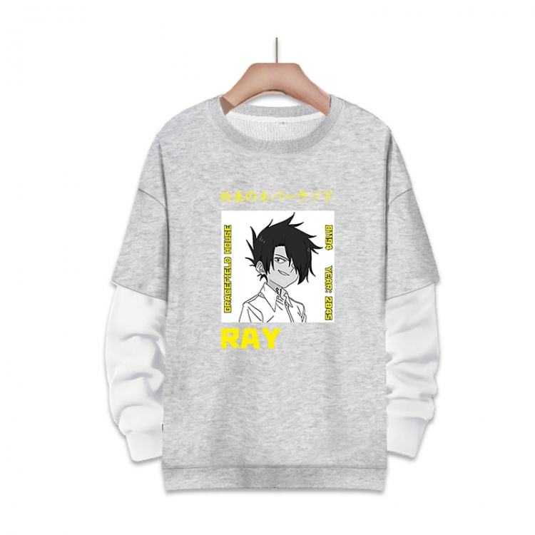 The Promised Neverla Anime fake two-piece thick round neck sweater from S to 3XL