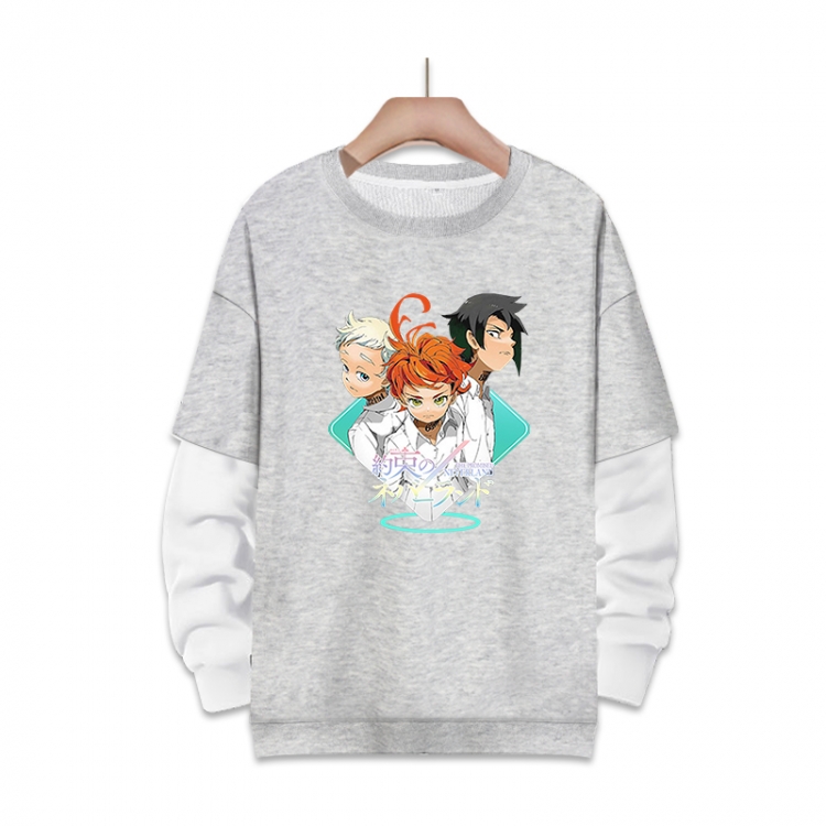 The Promised Neverla Anime fake two-piece thick round neck sweater from S to 3XL