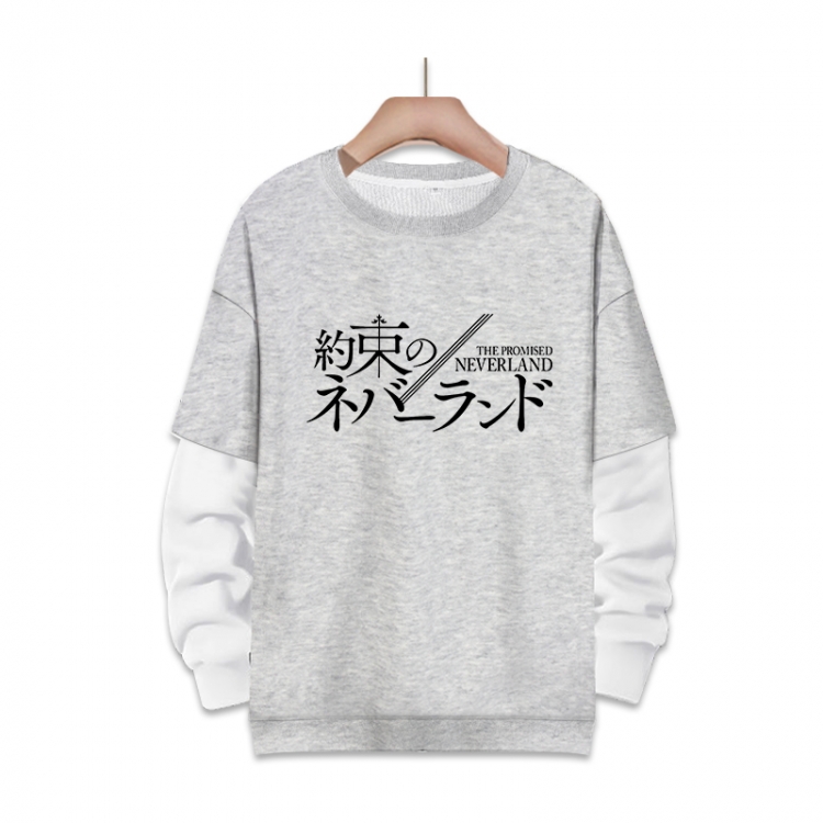 The Promised Neverla Anime fake two-piece thick round neck sweater from S to 3XL